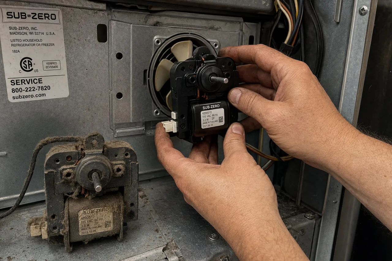 Close-up of an OEM appliance part replacement